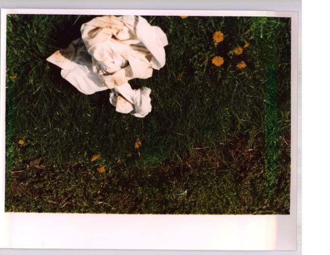 stained shirt on the grass