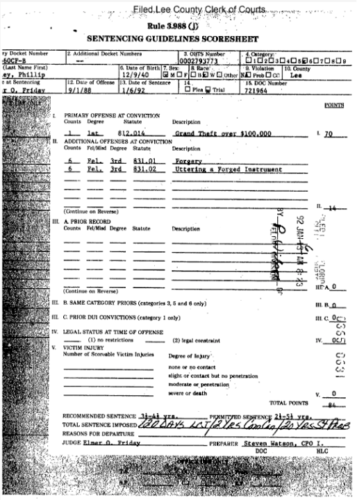 Phil Hawley Sentencing Guidelines Score Sheet