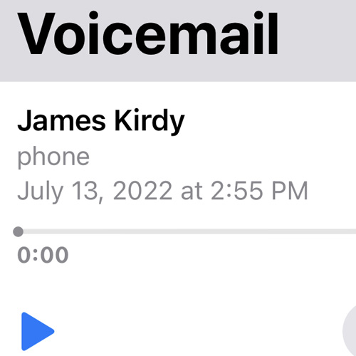 Voicemail from James Kirdy