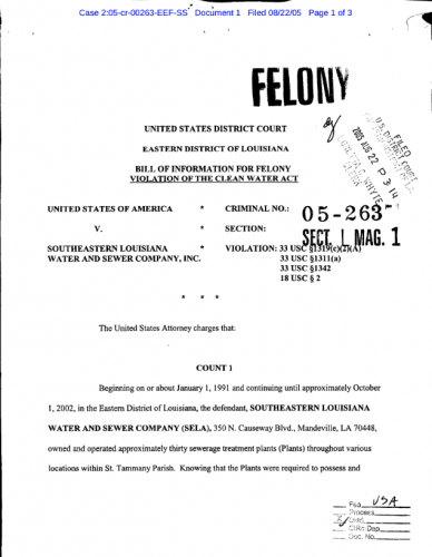 SELA Felony Bill of Information 2 pages