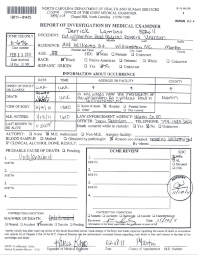 Guy Spruill’s Autopsy Report