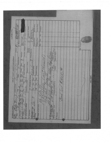 Shelby County Sheriff’s Department 1986 Arrest Report for Doug Wagg Jr.