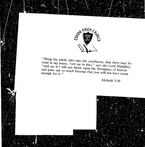 Living Faith Church (Embassy Christian Center) paperwork filed with the Internal Revenue Service