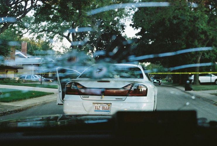 Crime scene evidence photos from where the officer-involved shooting between Raymond Maddox and Skokie PD officer Tim Gramins occurred